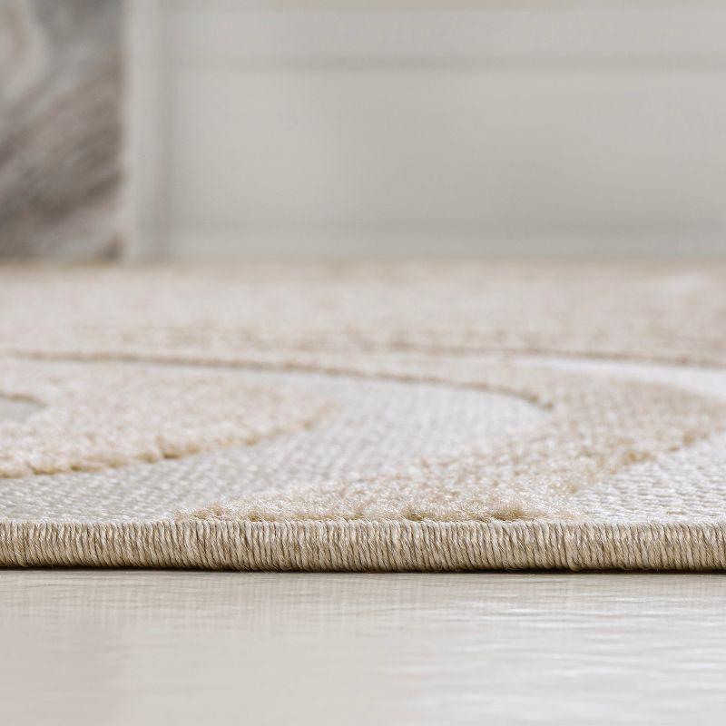 JONATHAN Y Maribo High-Low Abstract Groovy Striped Beige/Cream 5 ft. x 8 ft. Indoor/Outdoor Area Rug