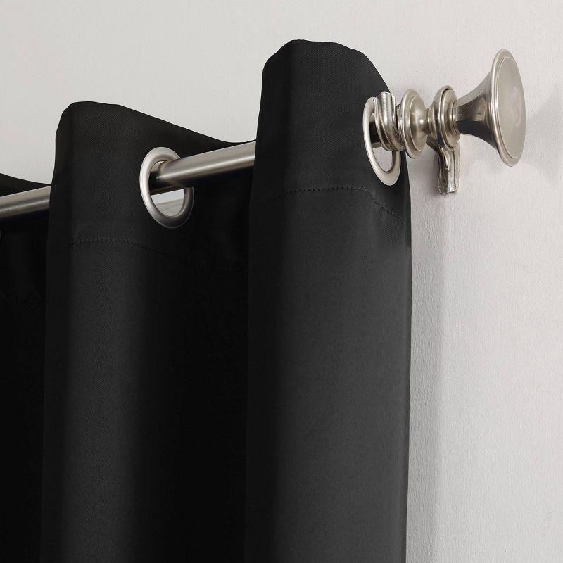 Black and Wine Polyester Blackout Grommet Curtain Panel