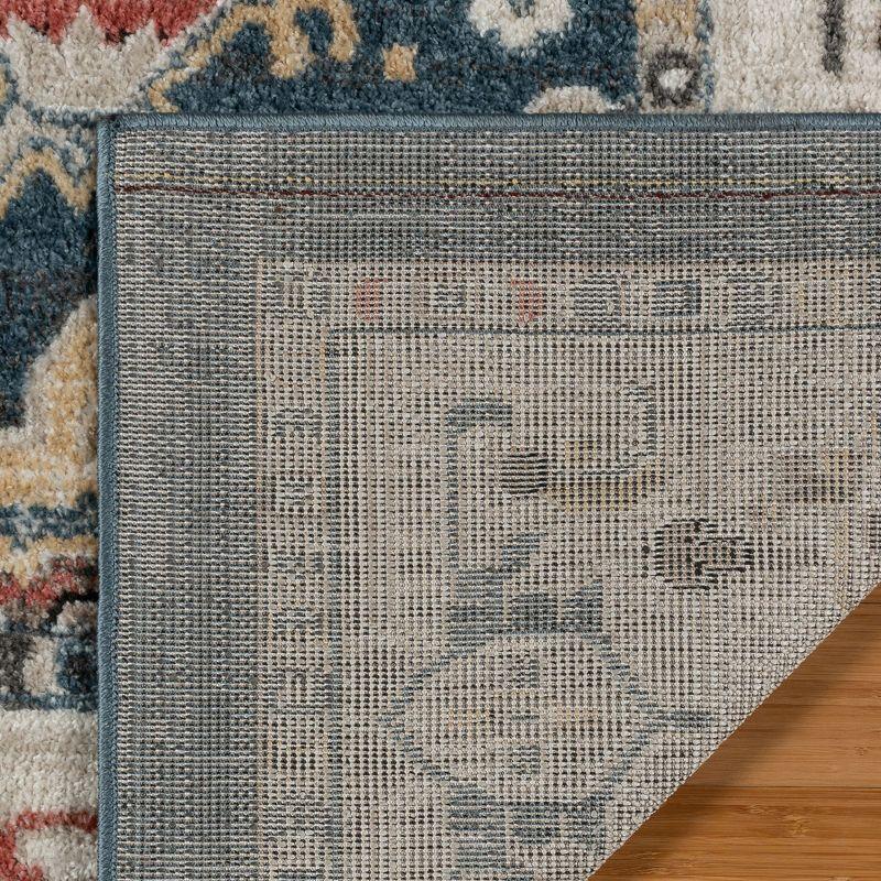 Heirloom Hadley Traditional Oriental Border Blue Tan Polypropylene Area Rug