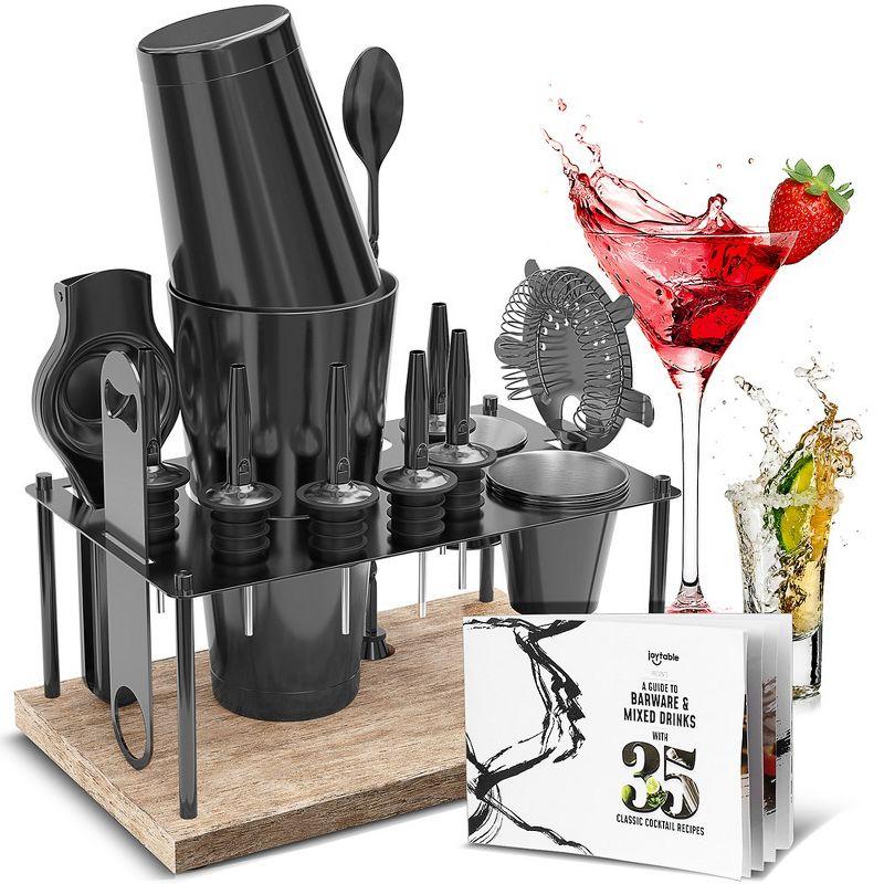 Joytable 16 Piece Stainless Steel Cocktail Shaker Bar Tool Set With Stand