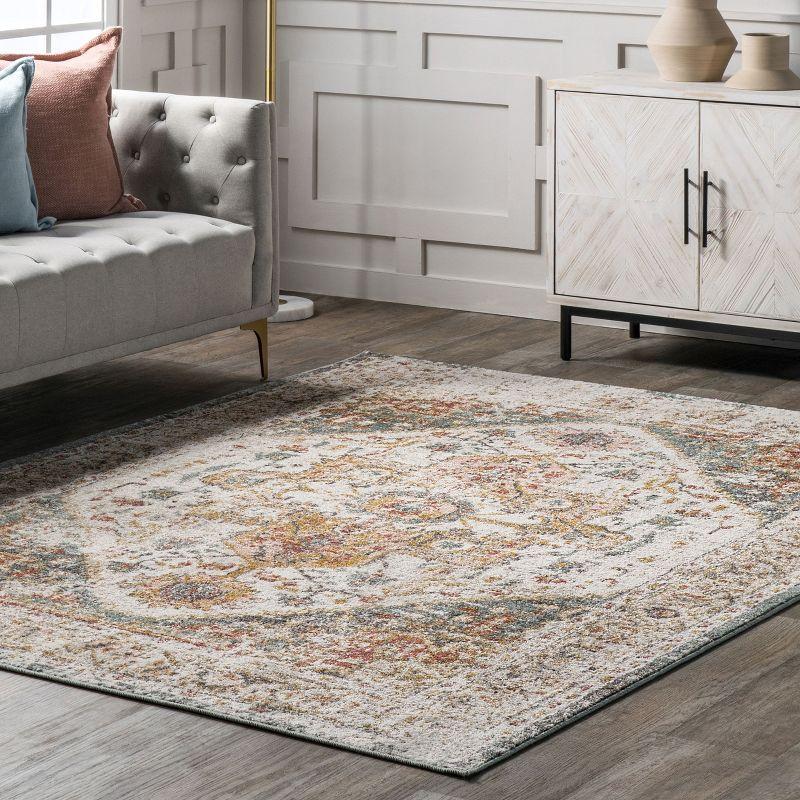 Justine Vintage Medallion 10' x 14' Beige Synthetic Area Rug