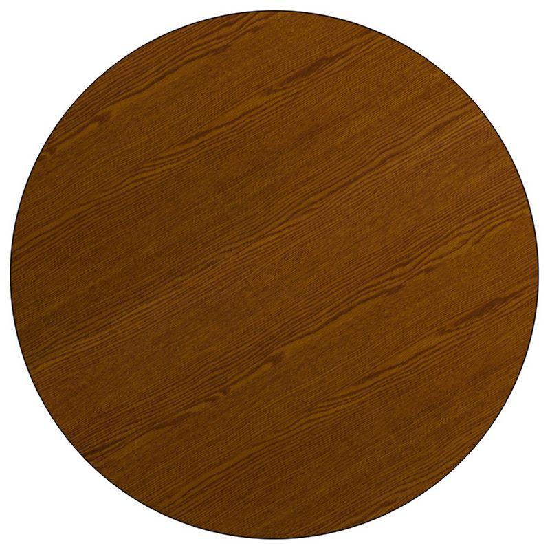 Adjustable Round Oak Laminate Activity Table with Casters