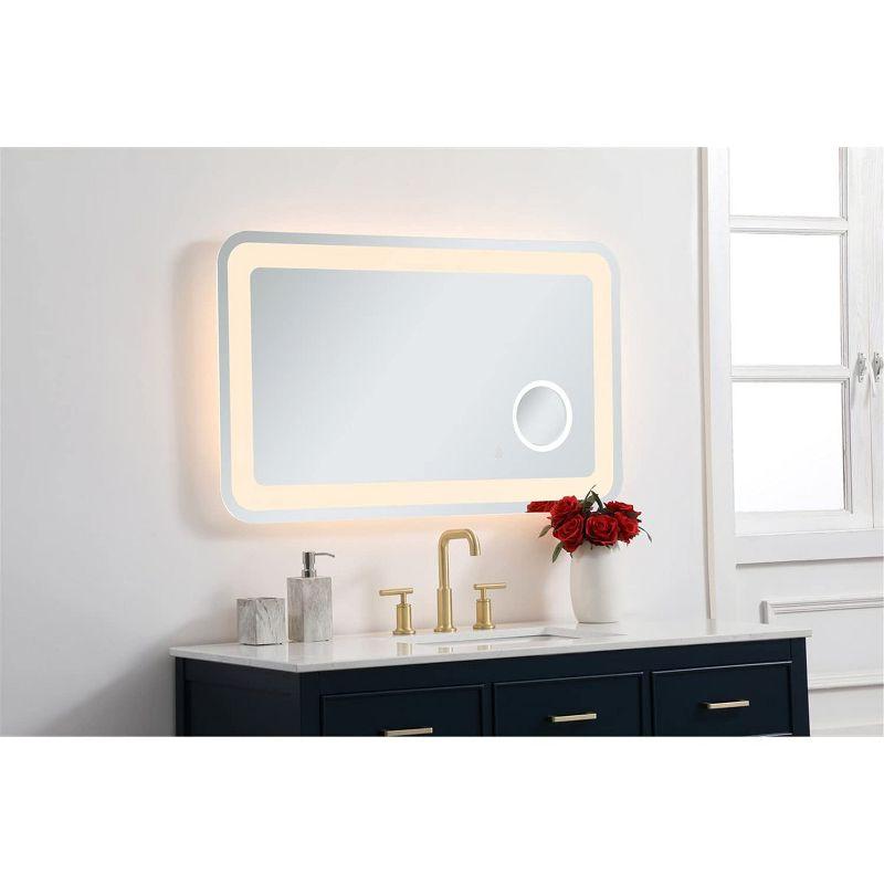 Elegant Lighting Lux 24in x 40in Hardwired LED mirror with magnifier and color changing temperature 3000K/4200K/6000K