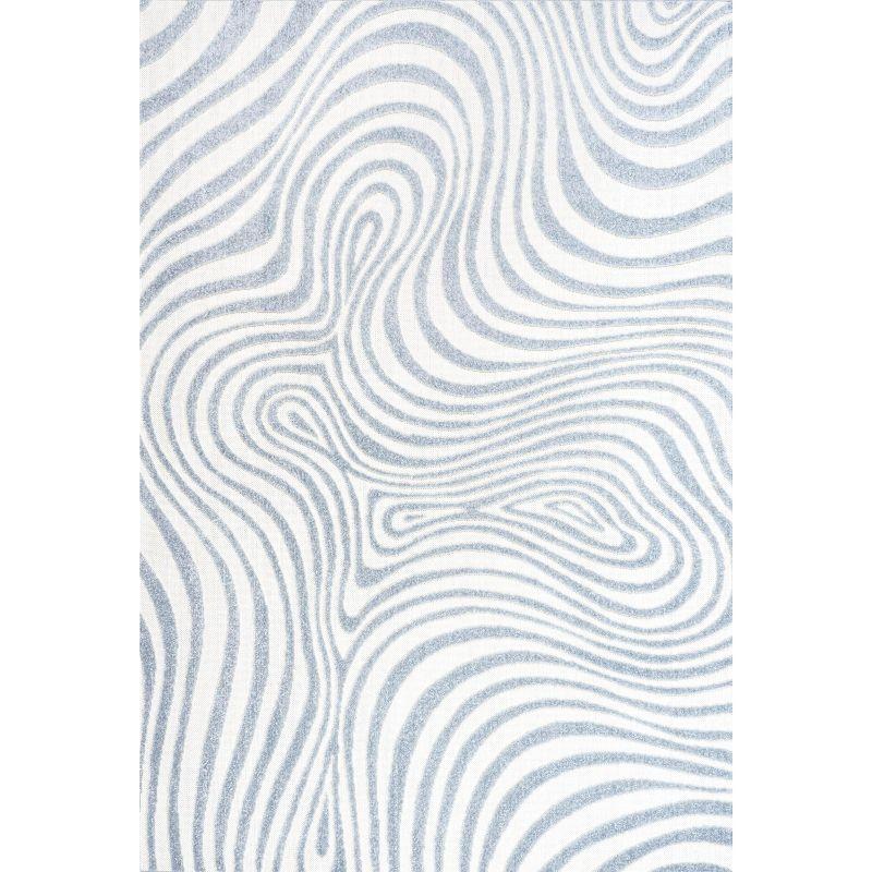 JONATHAN Y Maribo High-Low Abstract Groovy Striped Light Blue/Ivory 4 ft. x 6 ft. Indoor/Outdoor Area Rug