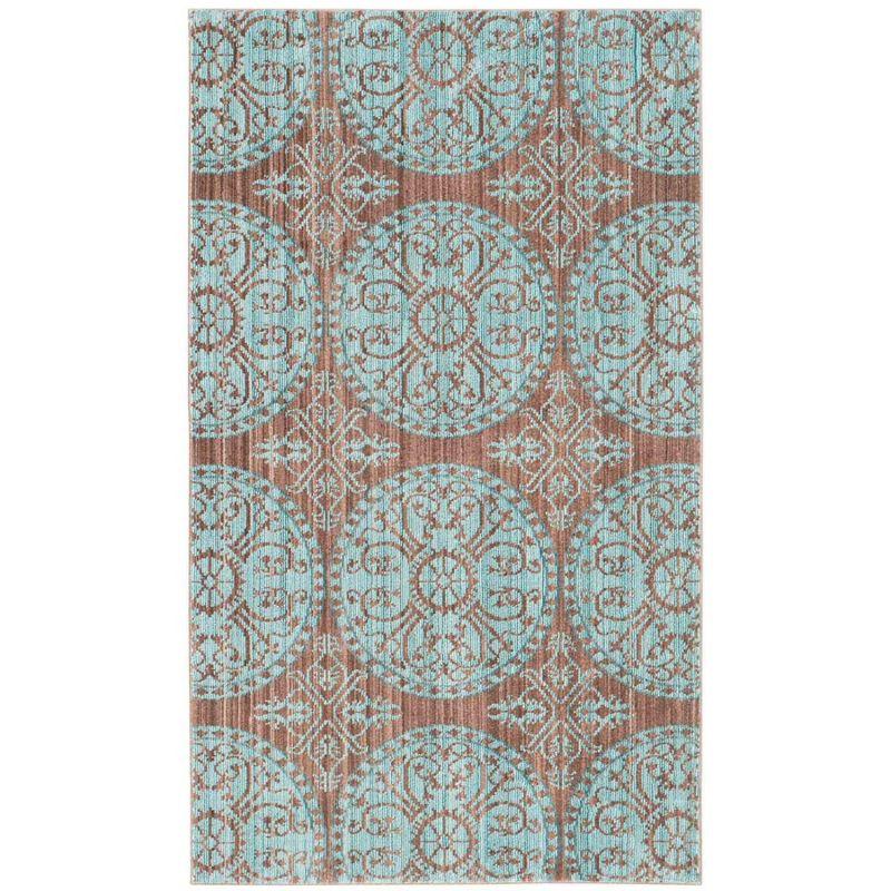 Valencia Brown and Blue 4' x 6' Synthetic Reversible Area Rug