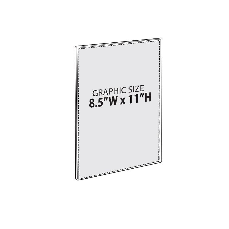 Azar Displays Clear Acrylic Magnet Back Sign Holder Frames 8.5" W x 11" H - Vertical / Portrait, 10-Pack
