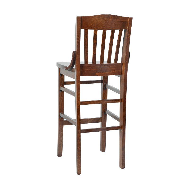 Flash Furniture HERCULES Series School House Back Walnut Wood Restaurant Barstool