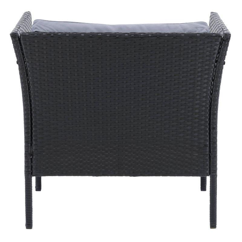 Elegant Black and Ash Gray Resin Wicker Patio Armchair with Cushions