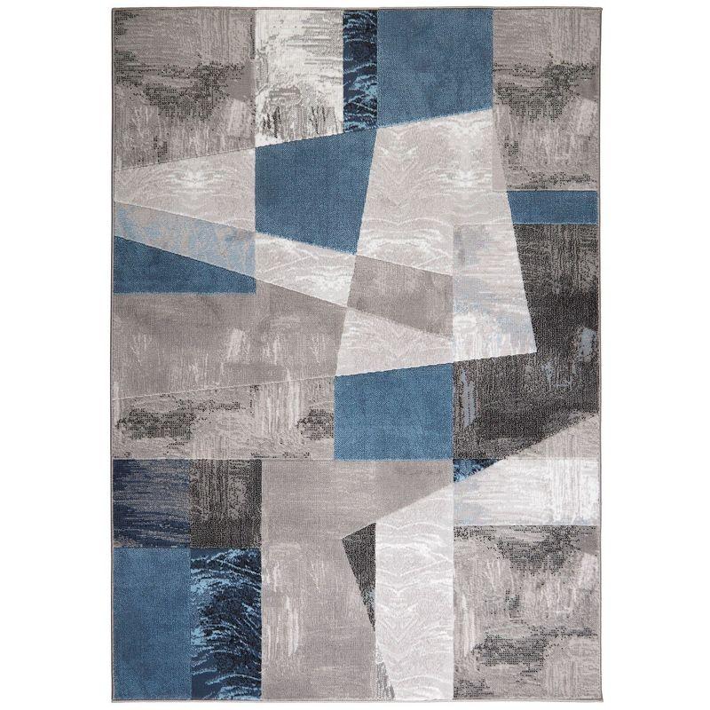 Modern Tranquility Gray-Blue Geometric Tufted Area Rug, 5'3"x7'2"