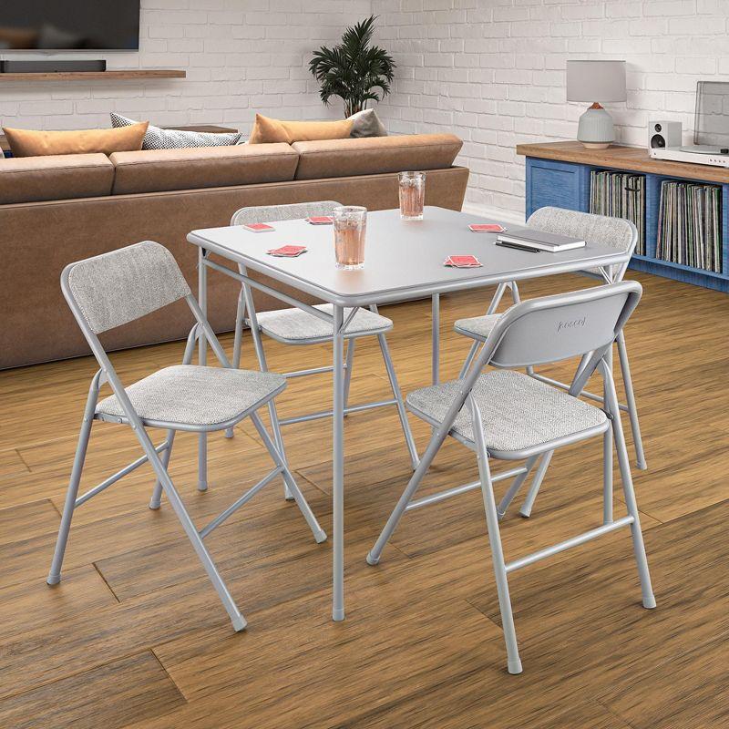 COSCO 5-Piece Folding Fabric Dining Set & 34" Vinyl Card Table