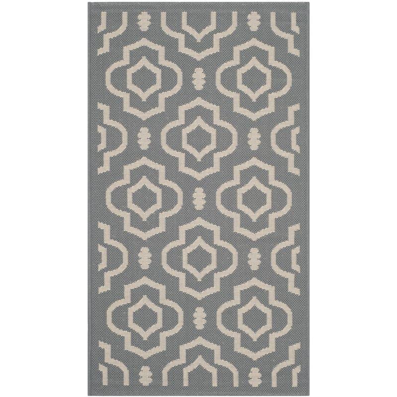 Courtyard CY6926 Power Loomed Indoor and Outdoor Accent Rug - Anthracite/Beige - 2'x3'7" - Safavieh