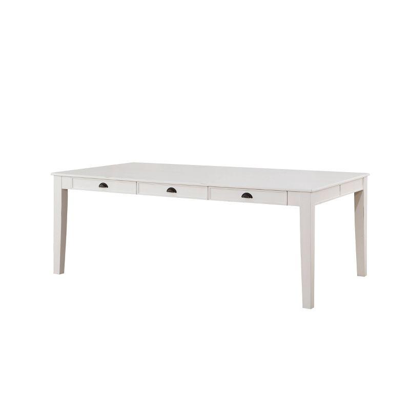 78" Renske Dining Table Antique White Finish - Acme Furniture: Farmhouse Style, 6 Drawers