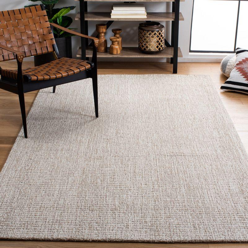 Ivory Abstract Hand-Tufted Wool Square Rug - 4' x 4'