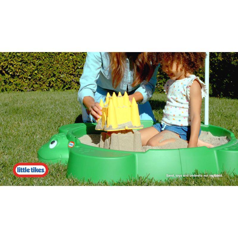 Green Plastic Turtle Sandbox with Lid and Seats