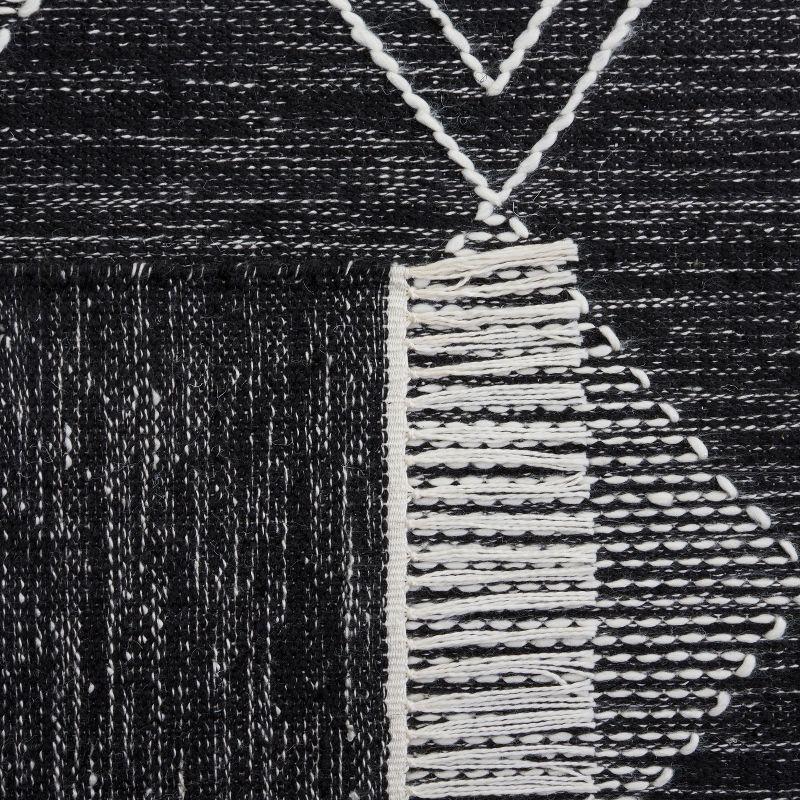 Black and Ivory Diamond Kilim Flat Weave Wool Rug