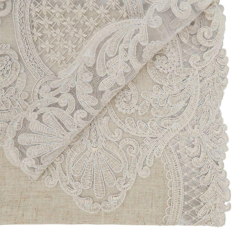 Saro Lifestyle Timeless Beauty Embroidered Lace Table Runner