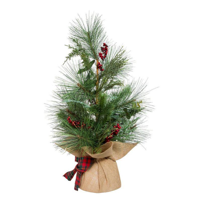 Kurt Adler Berries and Plaid Ribbon Green Tree