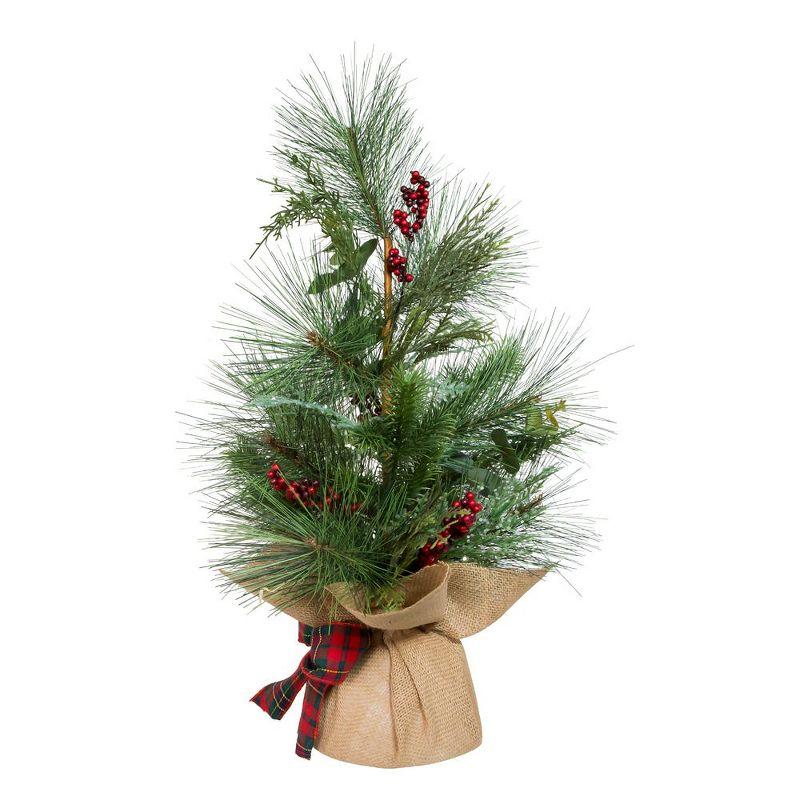 Kurt Adler 2-Foot Berries and Plaid Ribbon Green Tree