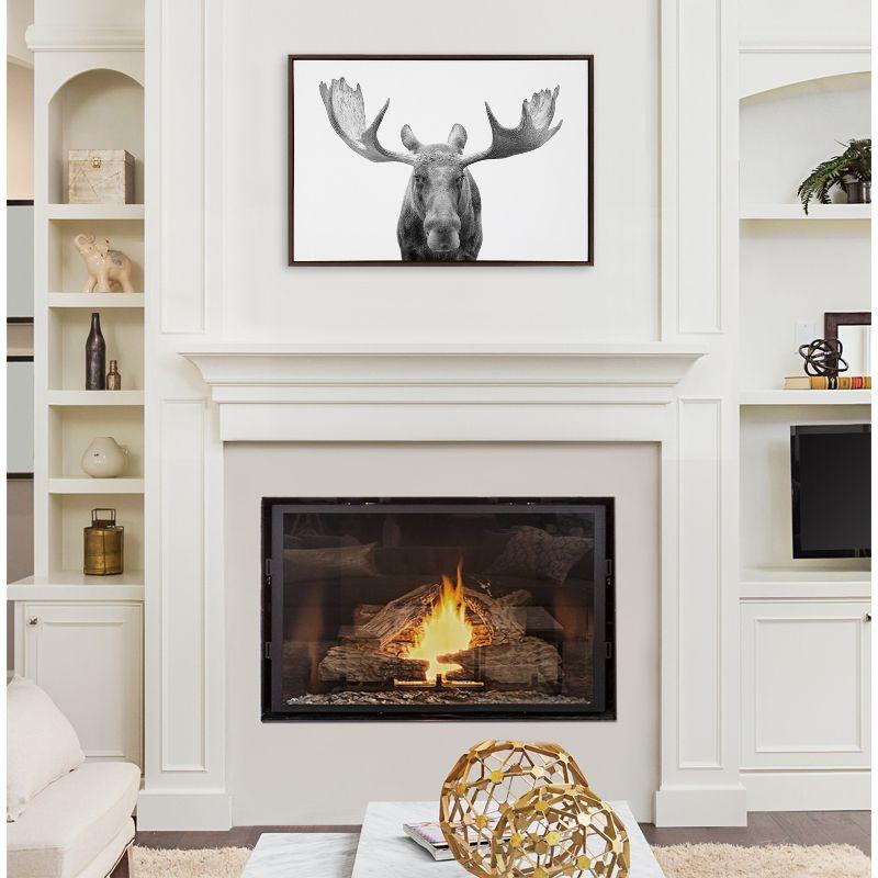 Kate & Laurel All Things Decor Sylvie Moose Black and White Framed Wall Art by Amy Peterson Art Studio Brown