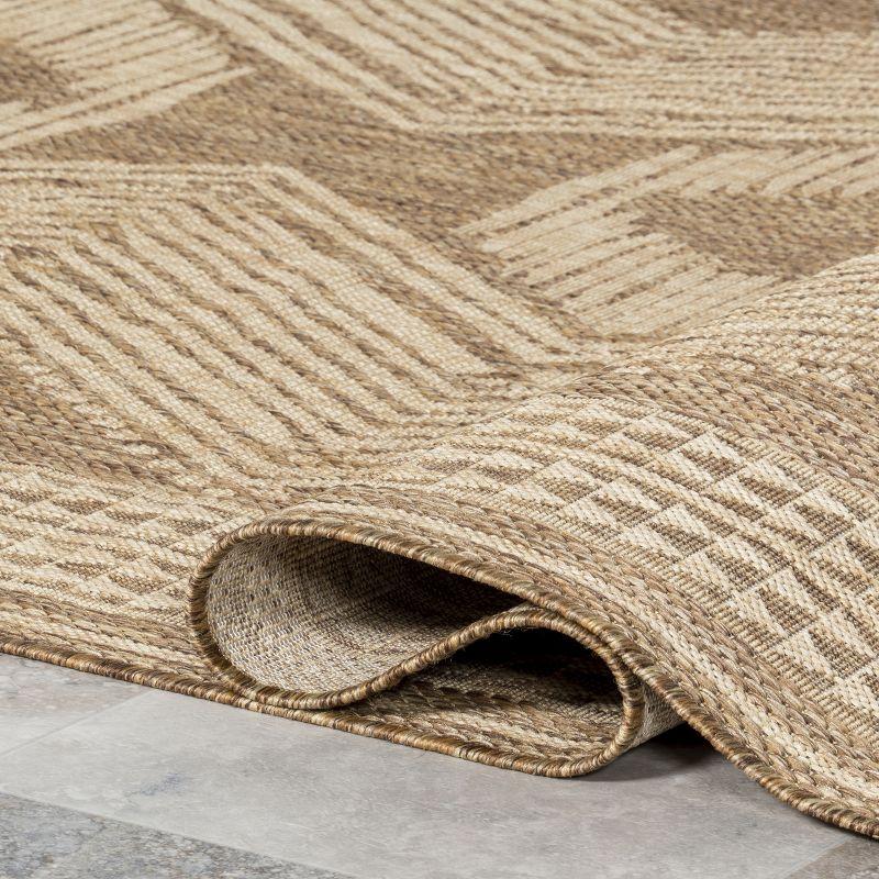 nuLOOM 10' x 12' Outdoor Geometric Area Rug, Stain Resistant, Weather Resistant, High Traffic, Patio, Balcony, Outside, Ranya Light Brown