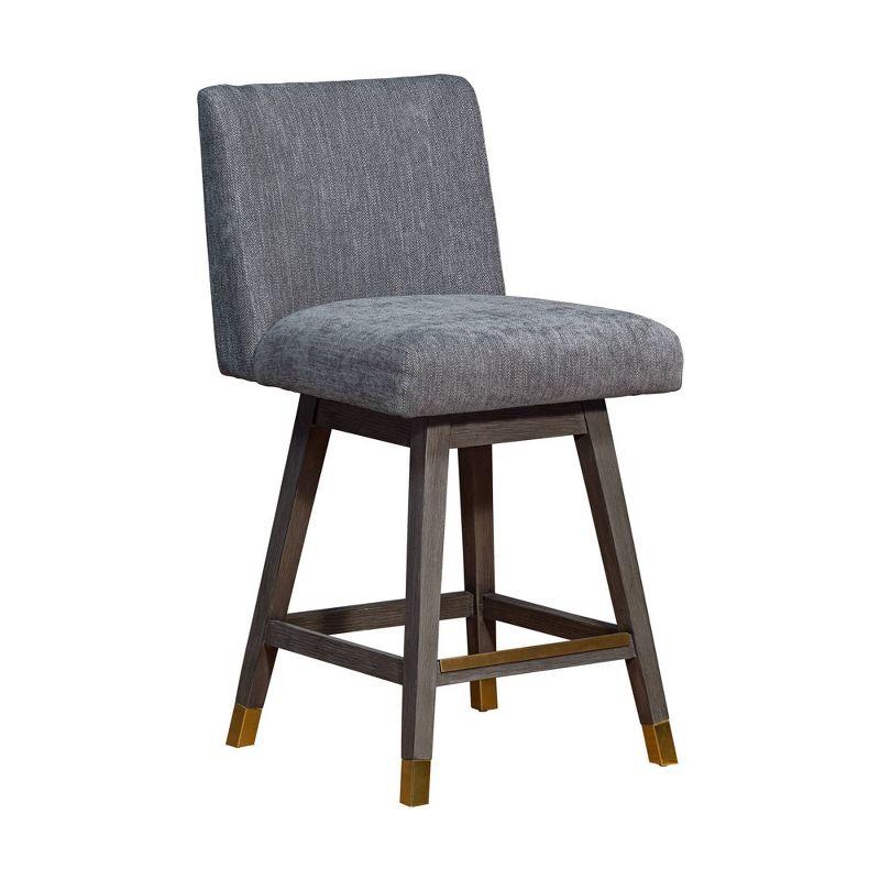 Armen Living Basila Wood Finish with Fabric Swivel Counter Height Barstool Gray Oak