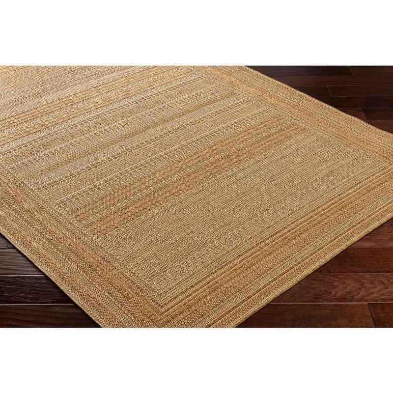 Gracie Oaks Tailyn Striped Machine Woven Polypropylene Indoor / Outdoor Area Rug in Tan/Brown