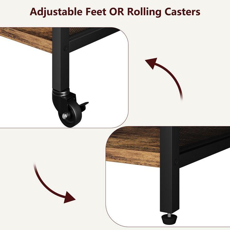 Garvee Printer Stand with Charging Station, 3 Tier Office Rolling Printer Stand with Wheels,End Table for Home Office, Fax Machines, Scanners, Brown