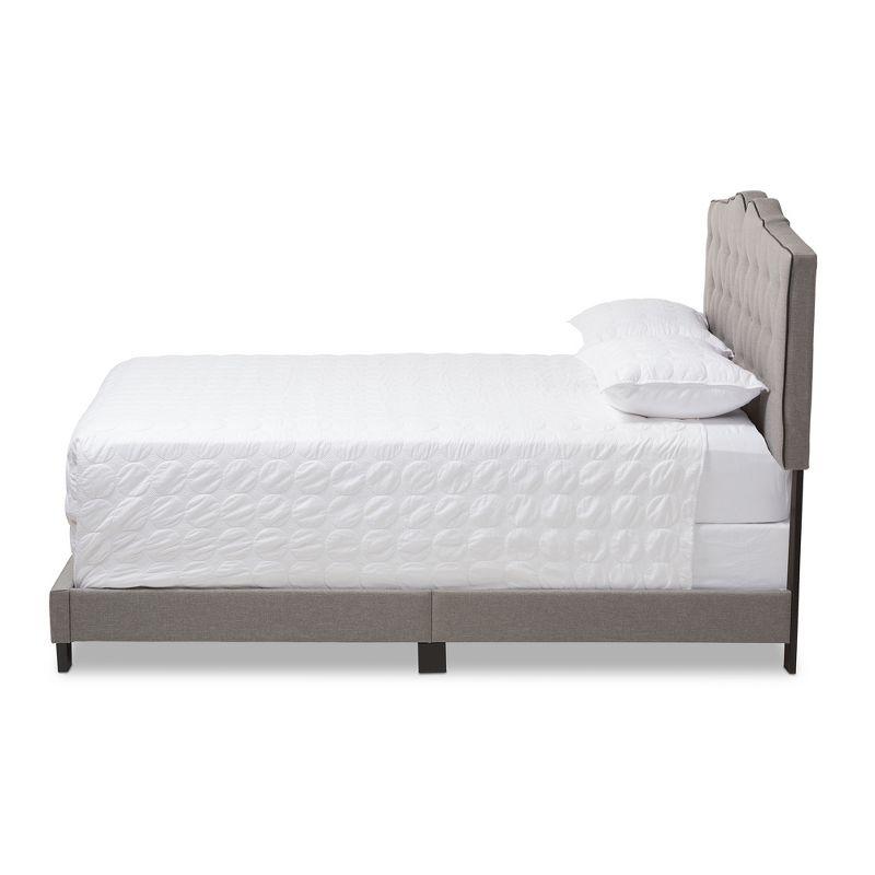 Elegant Light Grey King-Sized Bed with Tufted Upholstered Headboard and Storage Drawer