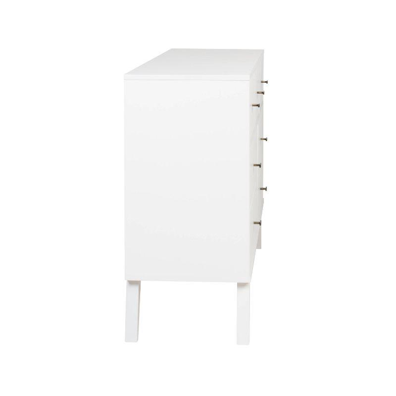 Prepac 7 Drawer Milo Mid-Century Modern Dresser White: Laminated, Metal Glides, MDF Composite
