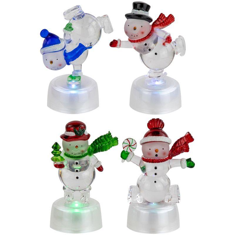 Northlight LED Lighted Color Changing Snowmen Acrylic Christmas Decorations - 4.25" - Set of 4