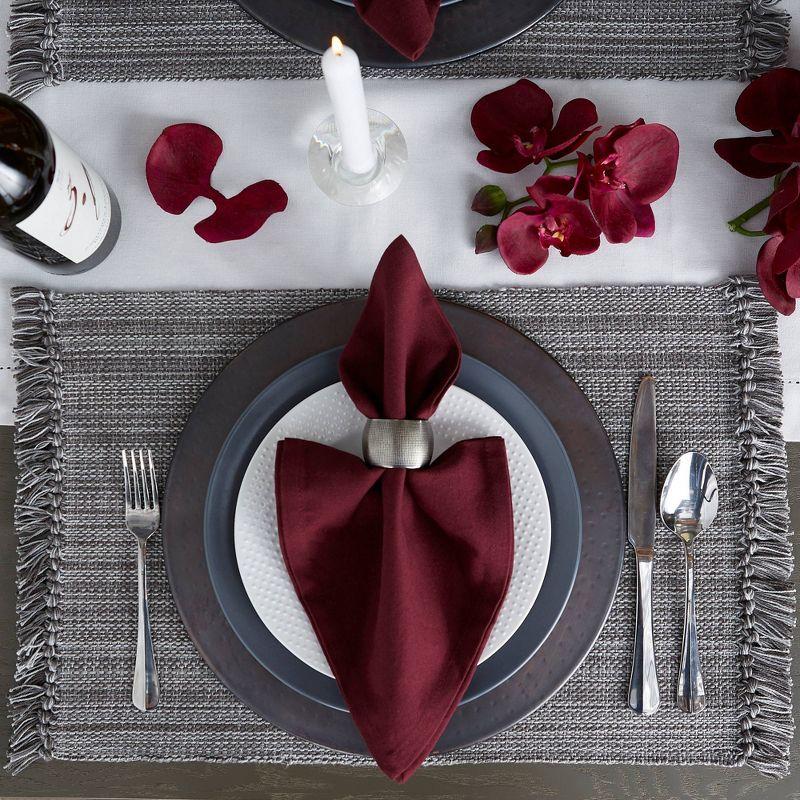 Gray Fringe Variegated Fabric Placemats Set of 6