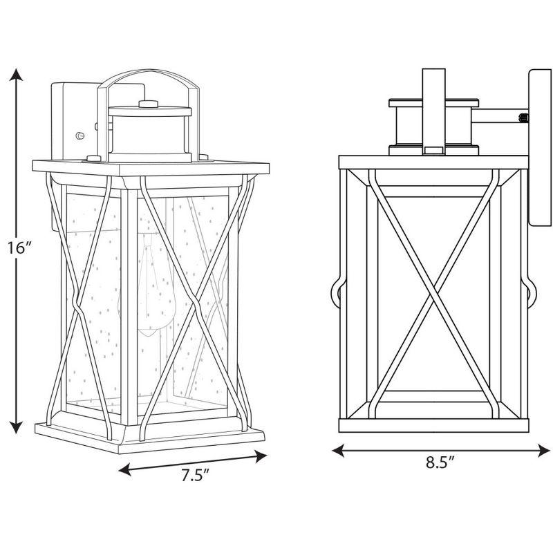 Progress Lighting Barlowe 1-Light Small Wall Lantern in Antique Bronze with Clear Seeded Glass Shade