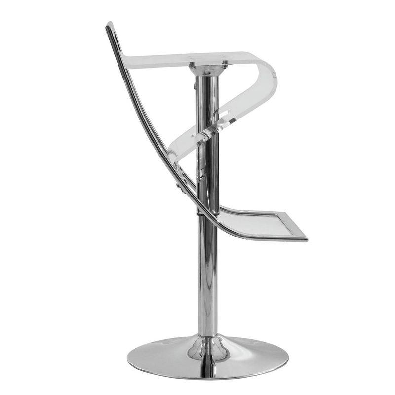 LeisureMod Napoli Transparent Acrylic Bar Counter Stool, Modern Clear Seat with Chrome Base for Kitchen Island and Home Bar