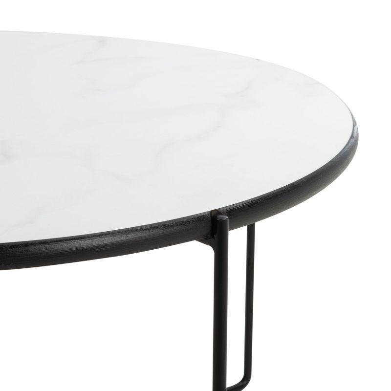 Mid-Century Chic Round Coffee Table with Faux White Marble Top