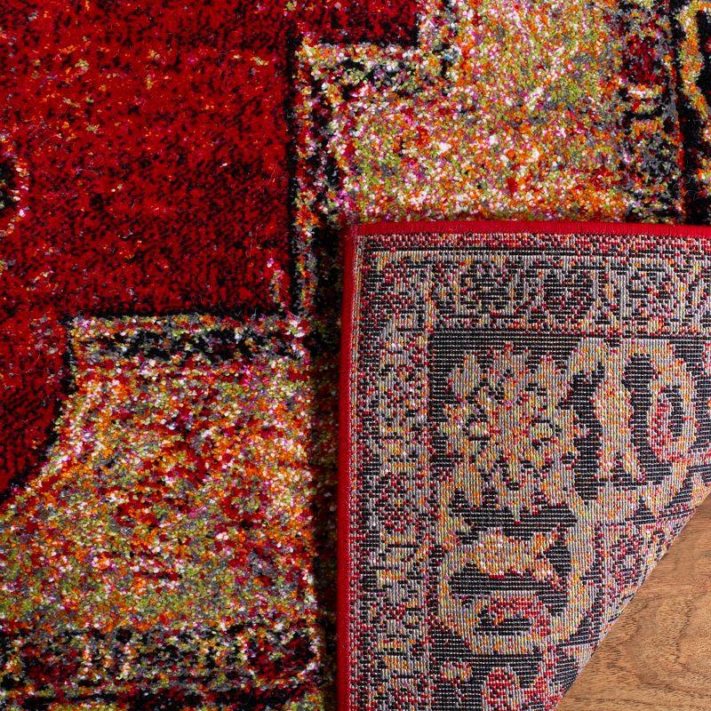 Elegant Vintage Red Multi Synthetic 2'2" x 8' Runner Rug