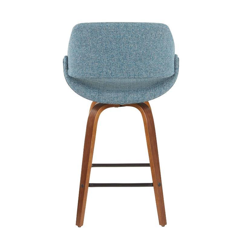 Set of 2 Fabrico Mid-Century Modern Counter Height Barstools - LumiSource: Walnut Wood, Polyester Upholstery