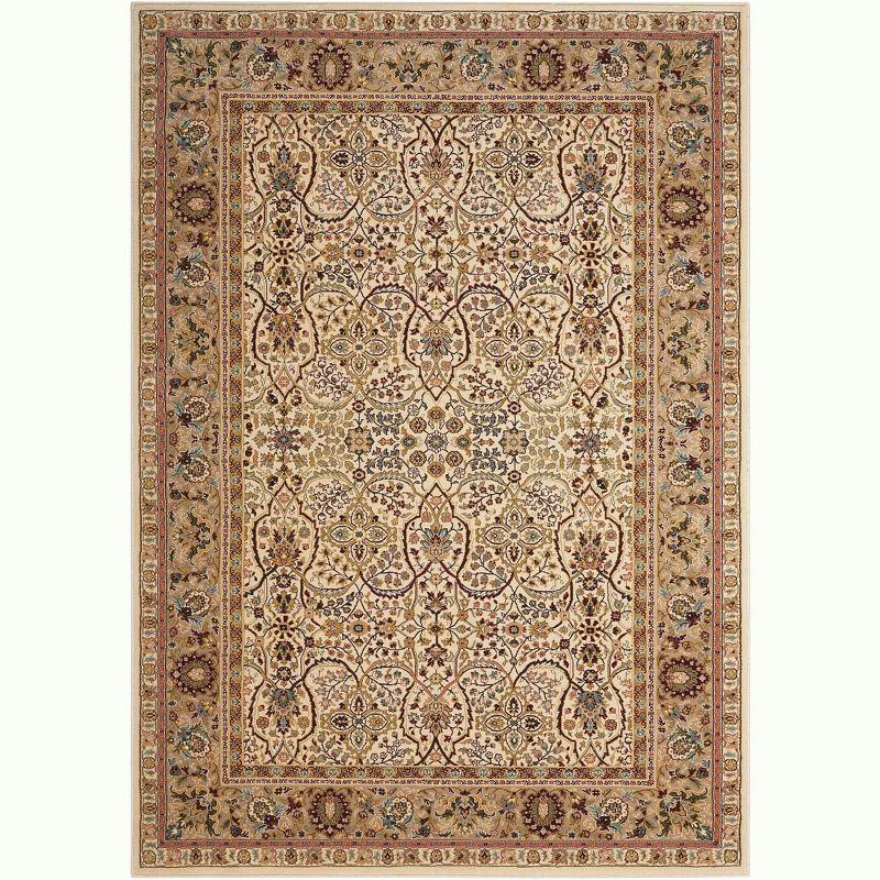 Ivory Floral Rectangular Synthetic Area Rug 45" x 7"