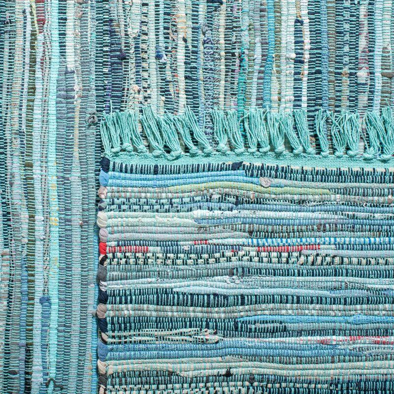 Rag Rug RAR127 Hand Woven Indoor Accent Rug - 4'x6' - Turquoise/Multi - Safavieh