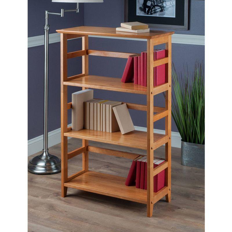 Winsome 42" Studio Bookshelf 3 Tier Honey Brown: Wood Composite, Metal Hardware, Fixed Shelves