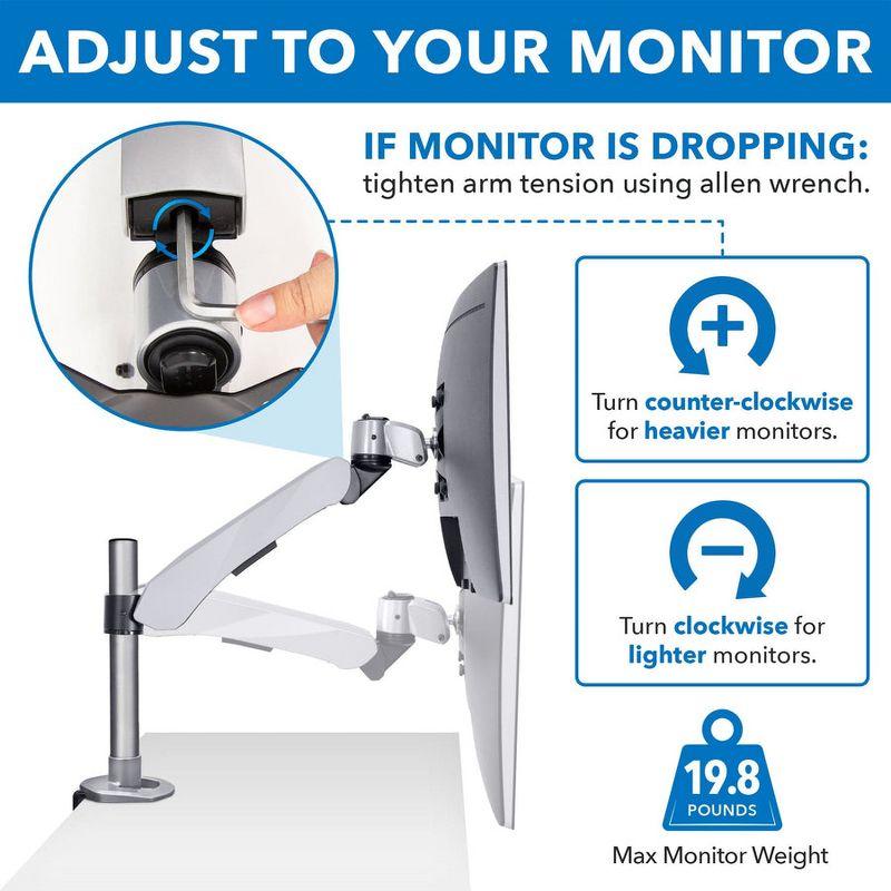 Mount-It! Single Monitor Desk Mount With Gas Spring Arm | Clamp Base | Modular Design For Future Expansion | Premium Aluminum Cast