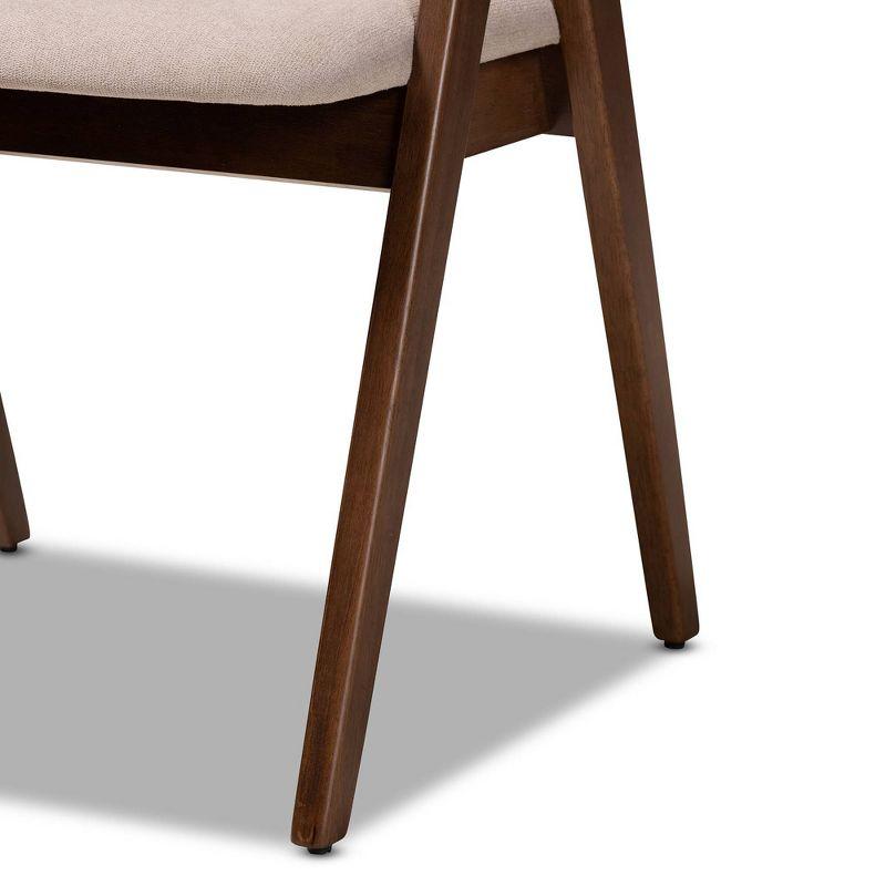 Beige Velvet & Walnut Wood Cane-Backed Low Arm Chair