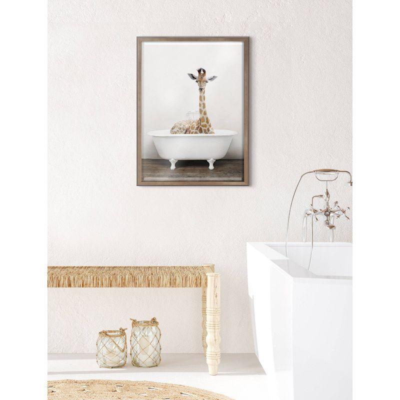 Blake Giraffe in Tub Framed Glass Wall Art