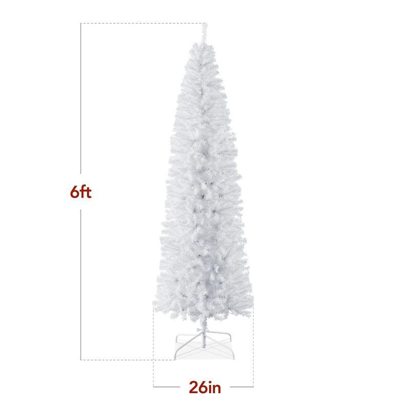 Best Choice Products White Artificial Holiday Christmas Pencil Tree w/ Metal Base