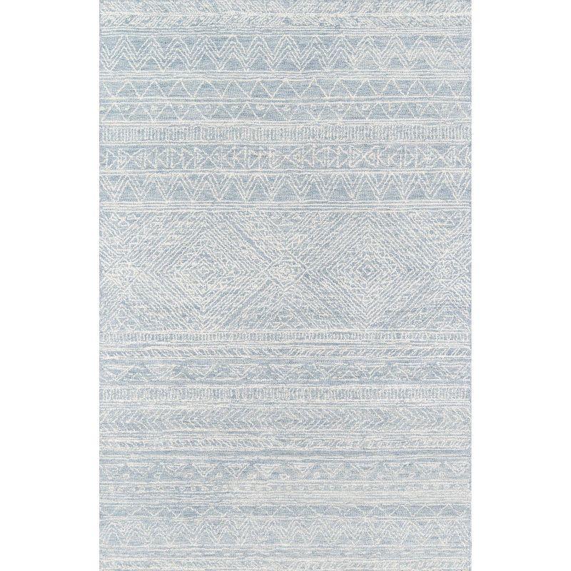 3'6"x5'6" Mallorca Paityn Area Rug Light Blue - Momeni: Modern Geometric Wool, Low Pile, Handmade, Indoor Use