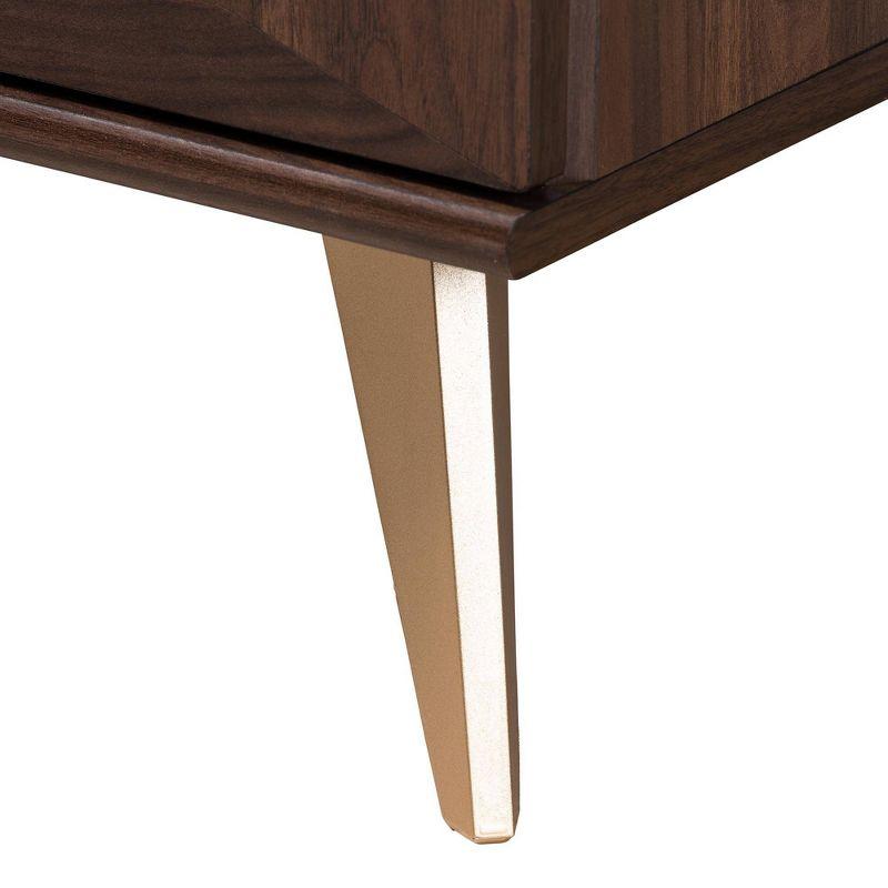 Graceland 2 Drawer Wooden Nightstand Walnut Brown/Gold - Baxton Studio