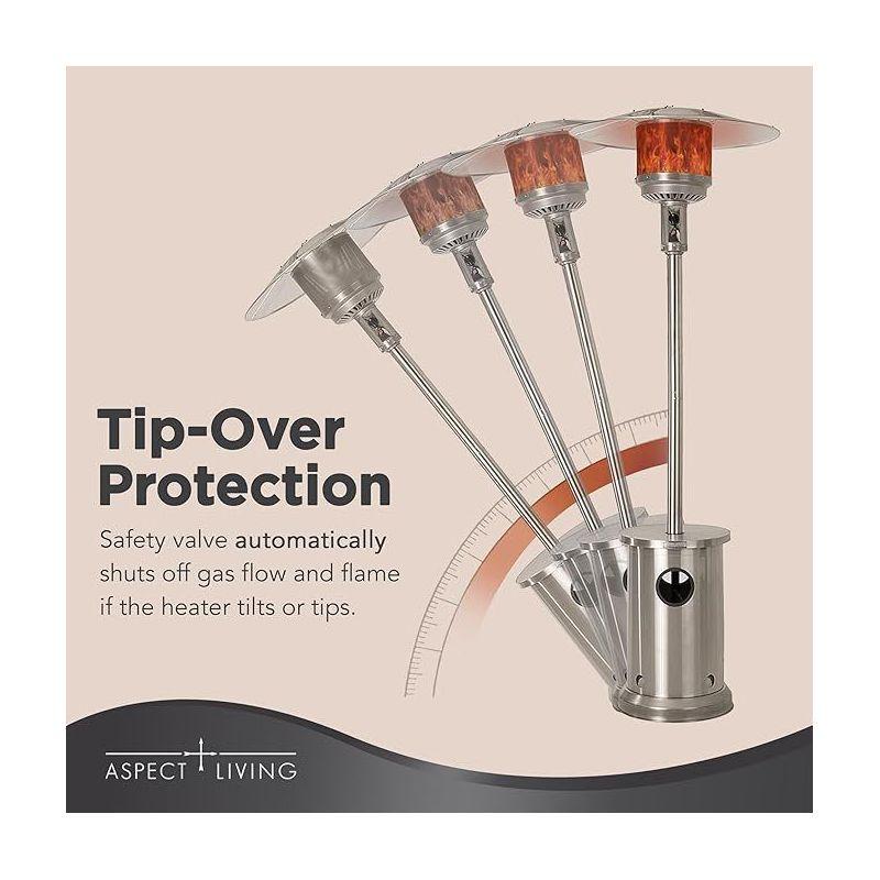 AspectLiving Patio Heater with Table 48,000 BTU Output Electronic Ignition System with Wheels- Stainless Steel