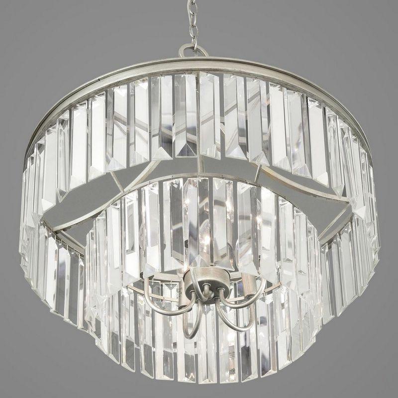 Progress Lighting Glimmer 5-Light Pendant, Silver Ridge, Prismatic Glass Shade