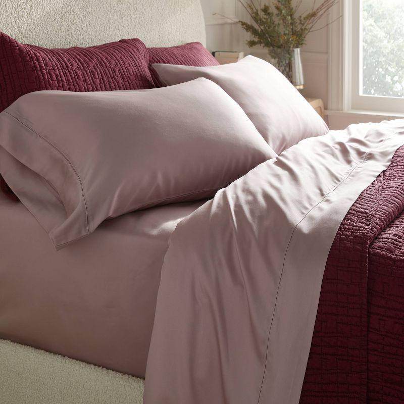 Twin/Twin XL 320 Thread Count Cool TENCEL® Lyocell Sheet Set Rose Ash - Threshold™: Satin Weave, OEKO-TEX Certified