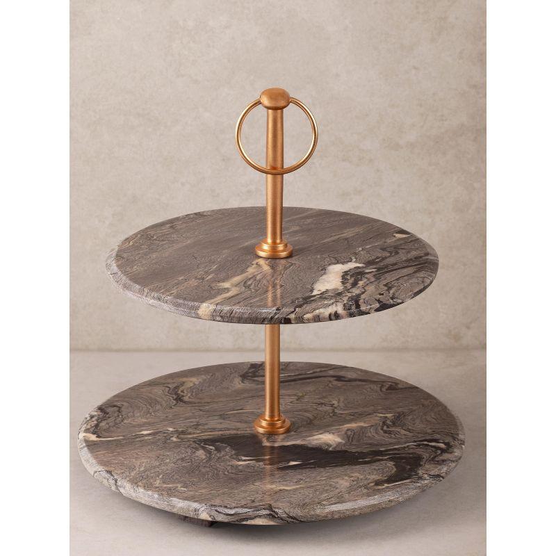 Heavenly Brown Onyx Two-Tier Cake Stand