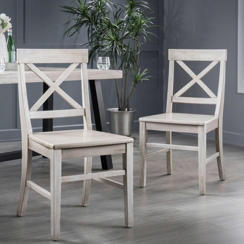 Kaniz Farmhouse Acacia Wood Dining Chairs